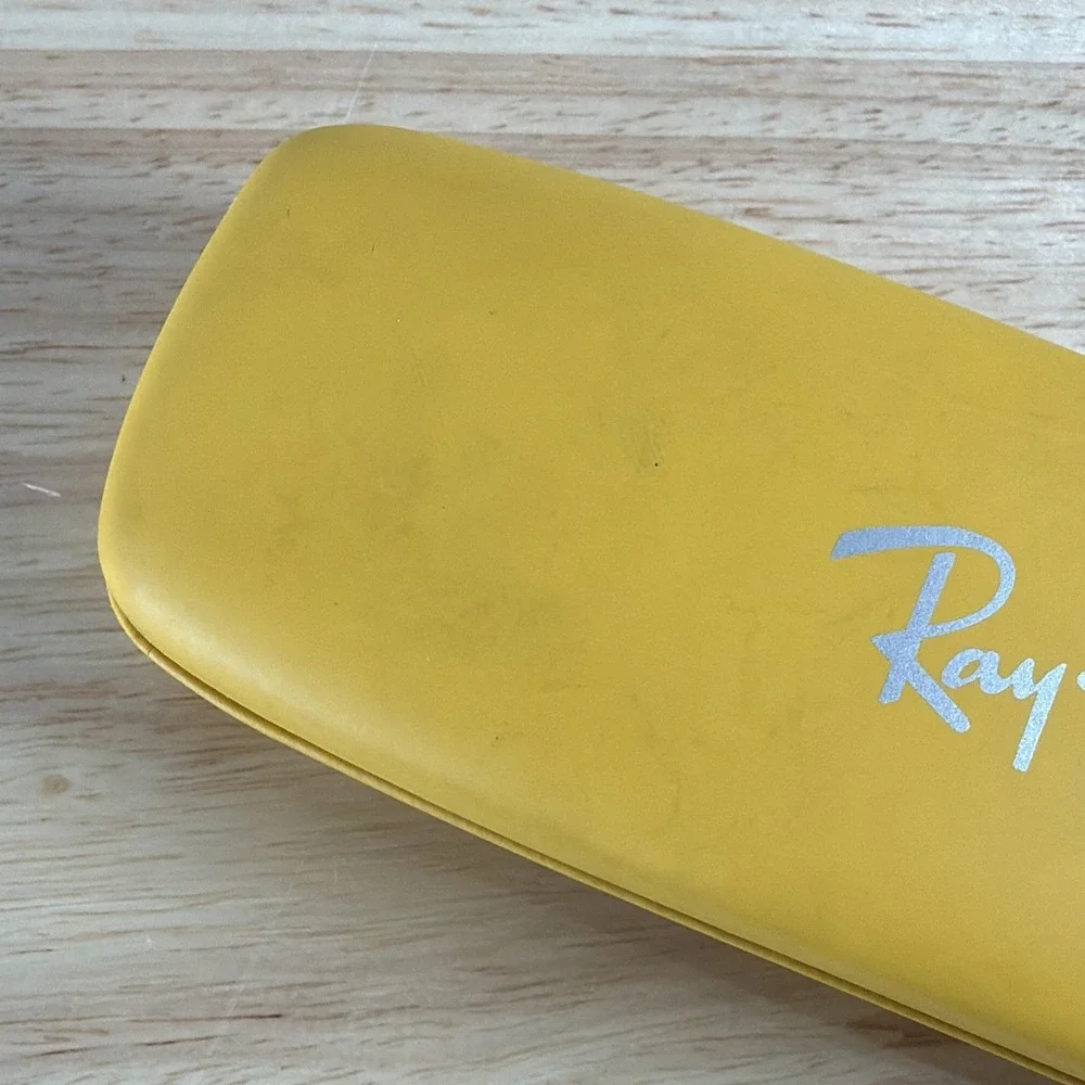 RAY-BAN Eyeglass Sunglass Case Hard Shell Vibrant YELLOW Flip Top Red Interior